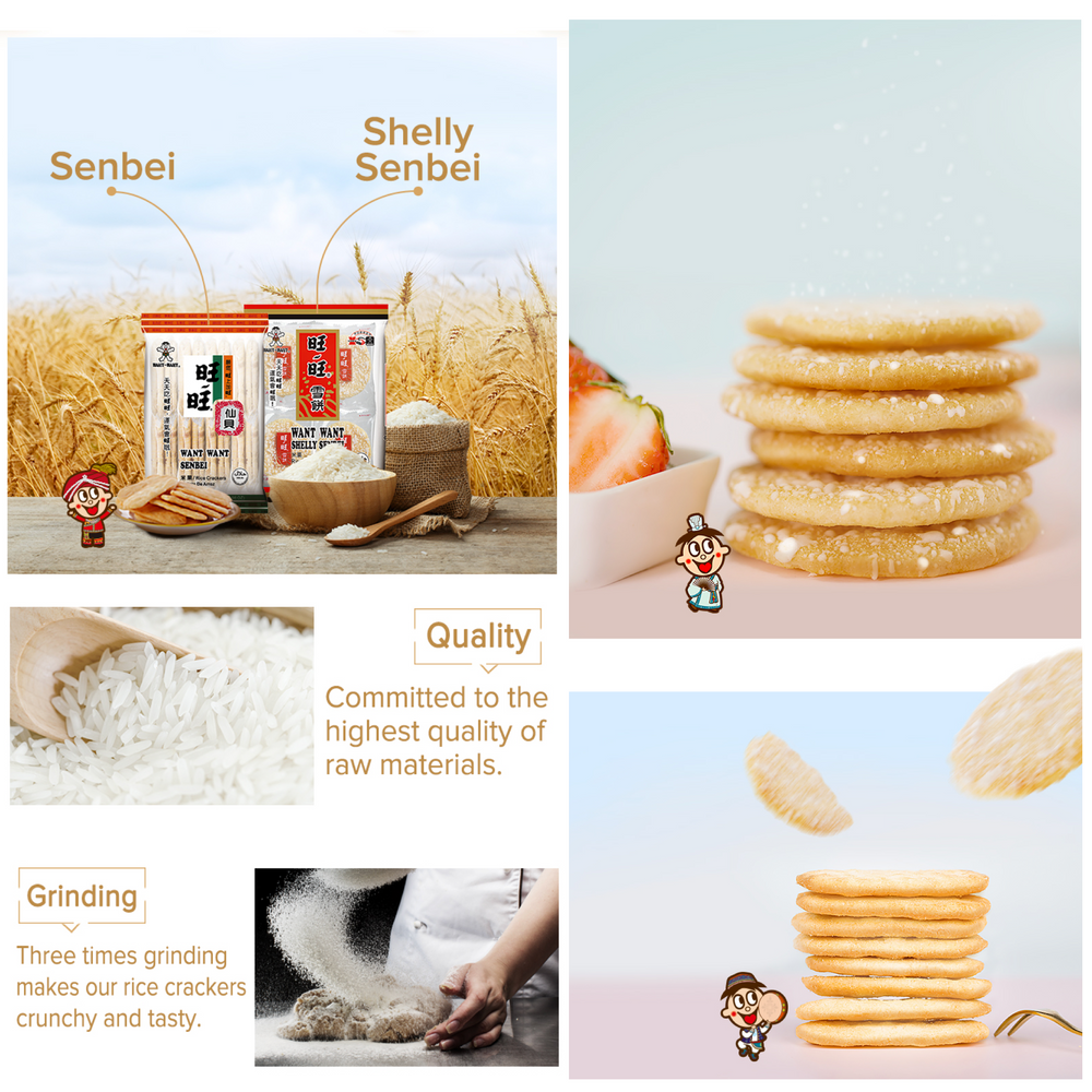 Want Want Shelly Senbei Rice Crackers Family Pack (520g)
